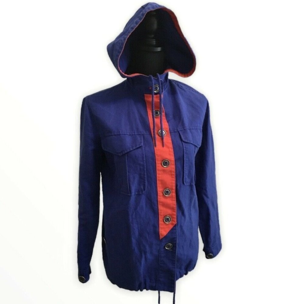 J.CREW Canvas Army Jacket Womens Size XXS 2XS Hooded Cotton Utility Colorful